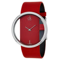 Calvin Klein Glam Transparent Dial Red Leather Strap Watch for Women - K9423144