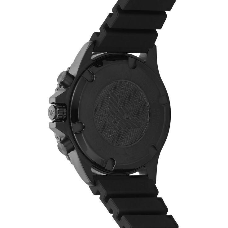 Emporio Armani Diver Chronograph Quartz Green Dial Black Silicon Strap Watch For Men - AR11463