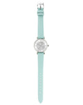 Emporio Armani Gianni T Bar Analog Crystals Silver Dial Blue Leather Strap Watch For Women - AR11443