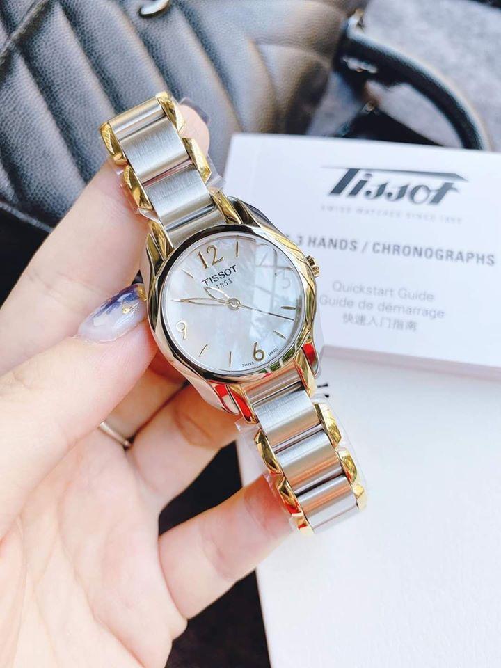 Tissot T Wave Mother of Pearl Dial Two Tone Steel Strap Watch for Women - T023.210.22.117.00