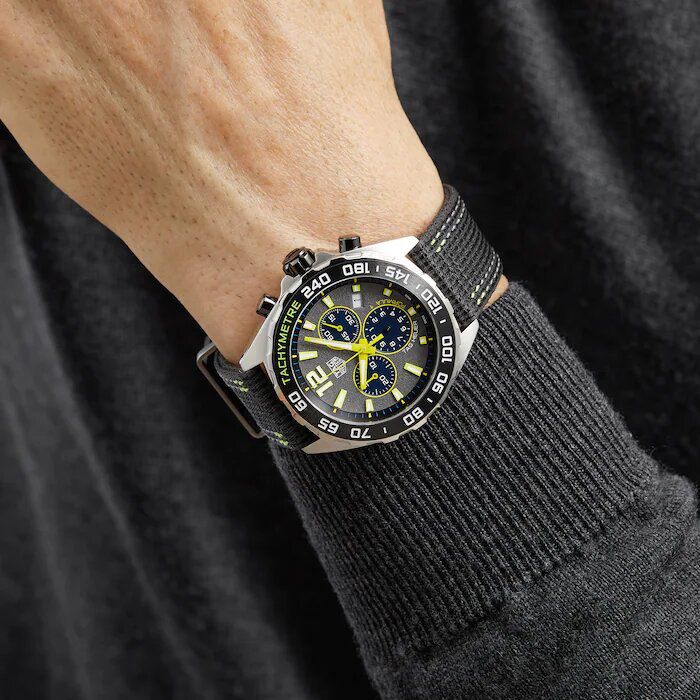 Tag Heuer Formula 1 Chronograph Grey Dial Black Nylon Strap Watch for Men - CAZ101AG.FC8304