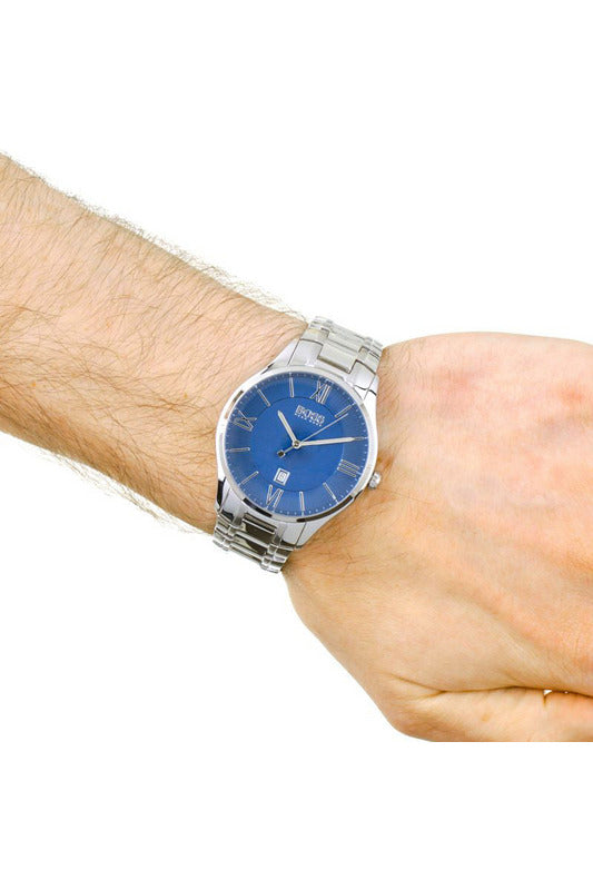 Hugo Boss Governer Blue Dial Silver Steel Strap Watch for Men - 1513487