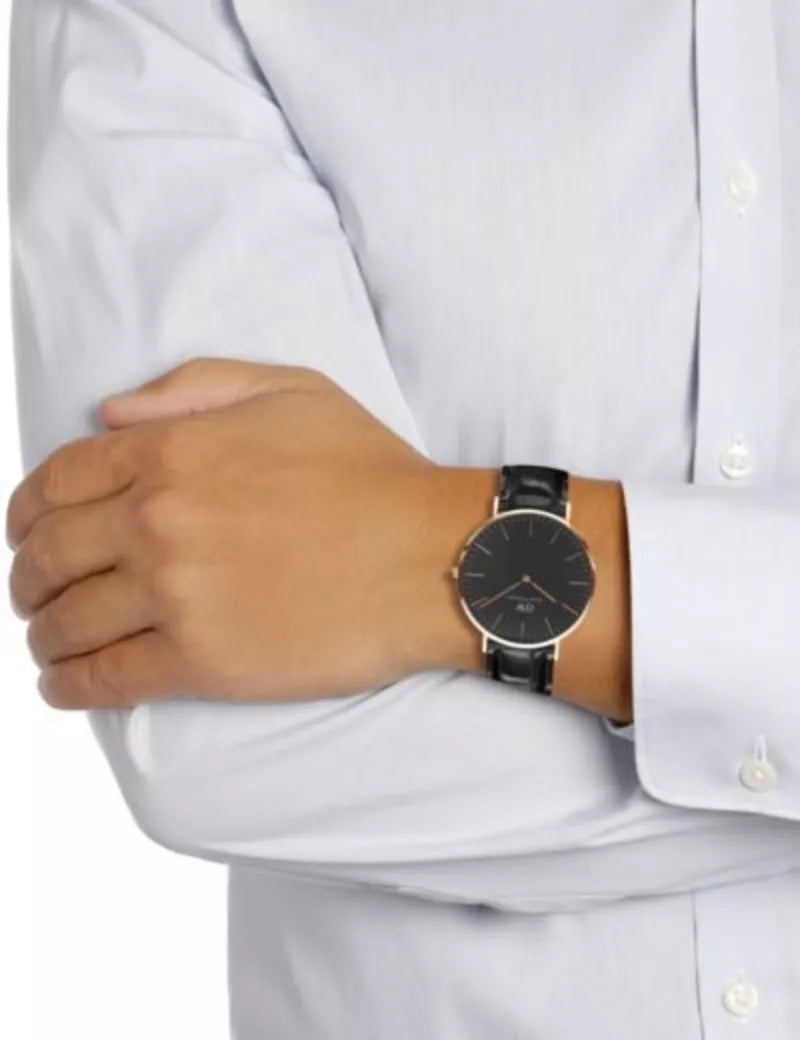 Daniel Wellington Classic Reading Black Dial Black Leather Strap Watch For Women - DW00100141
