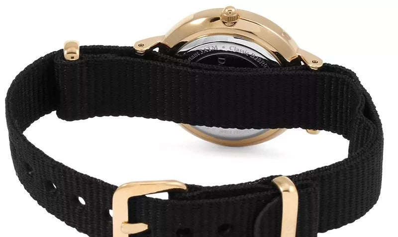 Daniel Wellington Petite Cornwall Black Dial Black Nylon Strap Watch for Women - DW00100247