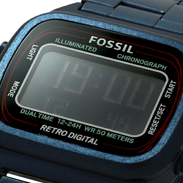 Fossil Retro Analog-Digital Black Dial Blue Steel Strap Watch for Men - FS5896