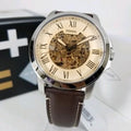Fossil Grant Chronograph Cream Dial Brown Leather Strap Watch for Men - ME3122