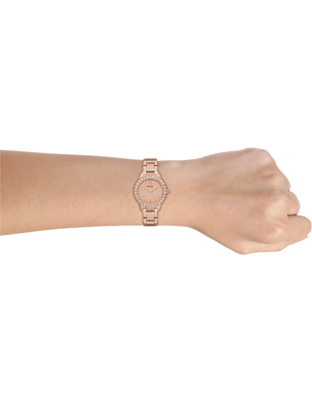 Fossil Jesse Crystal Rose Gold Dial Rose Gold Steel Strap Watch for Women - ES3020
