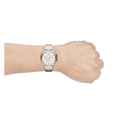 Fossil Dean Chronograph White Dial Silver Steel Strap Watch for Men - FS4795