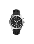 Fossil Pilot 54 Chronograph Black Dial Black Leather Strap Watch for Men - FS5181
