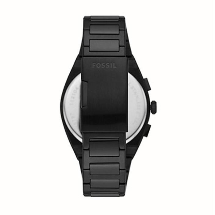 Fossil Everett Chronograph Black Dial Black Steel Strap Watch for Men - FS5797