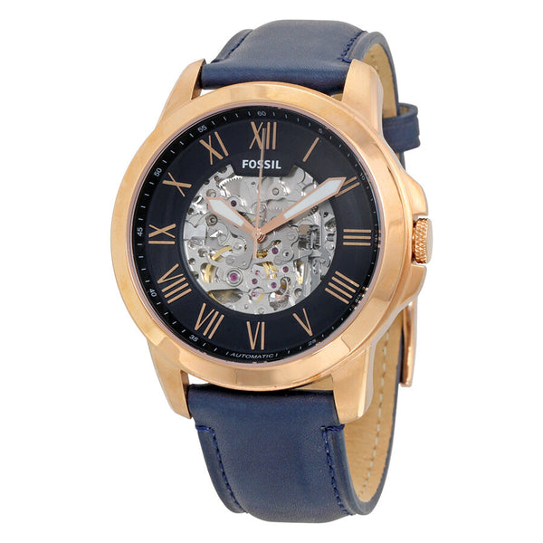 Fossil Grant Mechanical Blue Dial Blue Leather Strap Watch for Men - ME3054