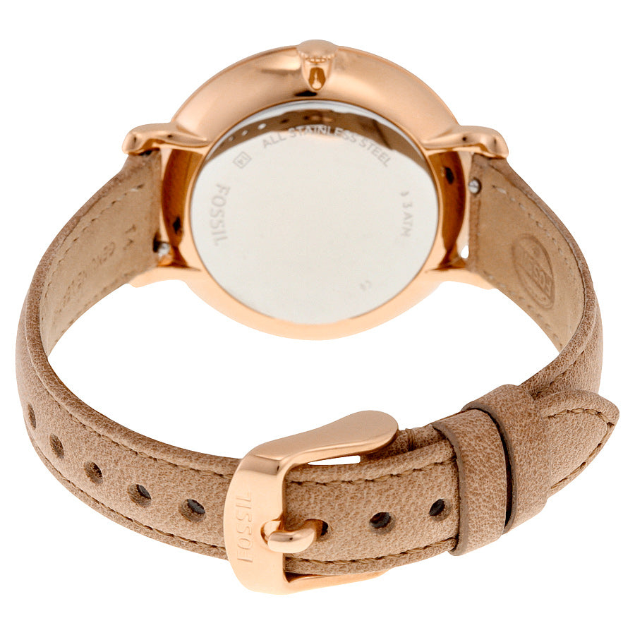 Fossil Jacqueline White Dial Brown Leather Strap Watch for Women - ES3487