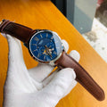 Fossil Townsman Automatic Blue Dial Brown Leather Strap Watch for Men - ME3110