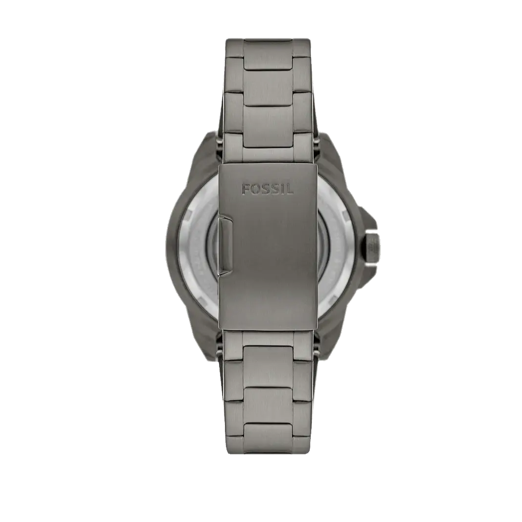 Fossil Bronson Automatic Skeleton Black Dial Grey Steel Strap Watch for Men - ME3218