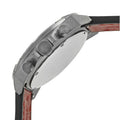 Fossil Bronson Chronograph Grey Dial Brown Leather Strap Watch for Men - FS5855