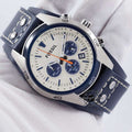Fossil Coachman Chronograph White Dial Blue Leather Strap Watch for Men - CH3051