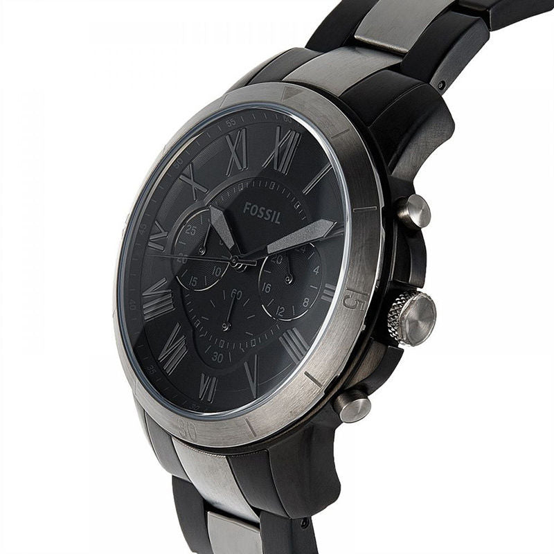 Fossil Grant Chronograph Black Dial Two Tone Steel Strap Watch for Men - FS5269