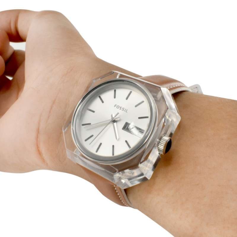 Fossil Candy White Dial Brown Leather Strap Watch for Women - ES3538