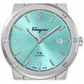 Salvatore Ferragamo F-80 Classic Tiffany Blue Dial Silver Steel Strap Watch for Men - SFDT02323