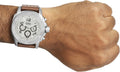 Fossil Modern Machine White Dial Brown Leather Strap Watch for Men - FS4929