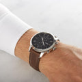 Fossil Townsman Chronograph Black Dial Brown Leather Strap Watch for Men  - FS5280
