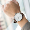 Fossil The Commuter White Dial Brown Leather Strap Watch for Men - FS5402