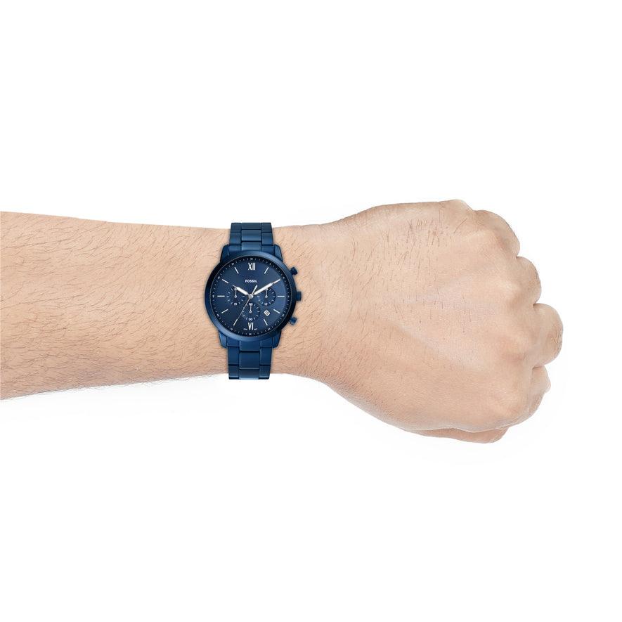 Fossil Neutra Chronograph Blue Dial Blue Steel Strap Watch for Men - FS5826