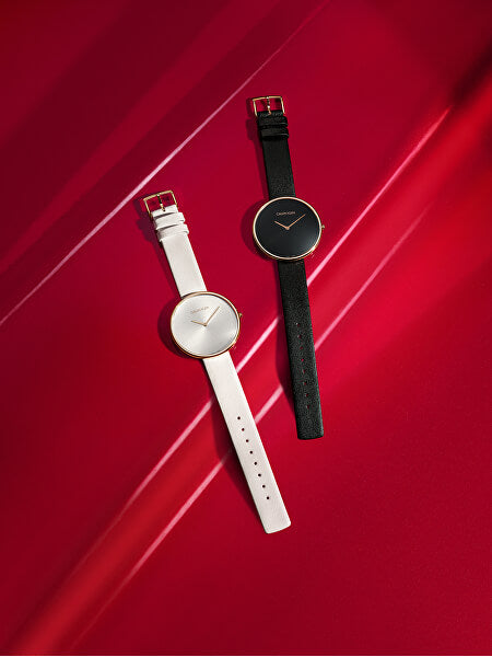 Calvin Klein Full Moon Black Dial Black Leather Strap Watch for Women - K8Y231C1