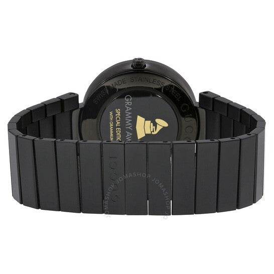 Gucci Interlocking G Quartz Gold Dial Black Steel Strap Watch For Women - YA133314