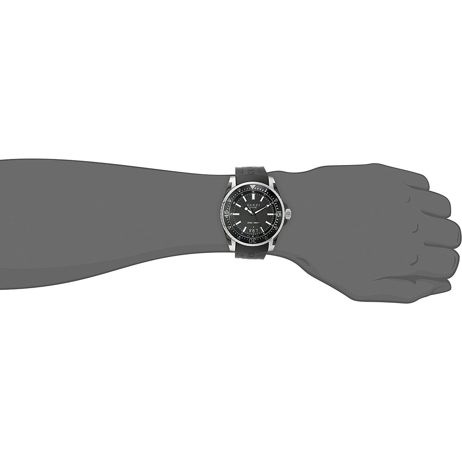 Gucci Dive Analog Quartz Black Dial Black Rubber Strap Watch For Men -  YA136204