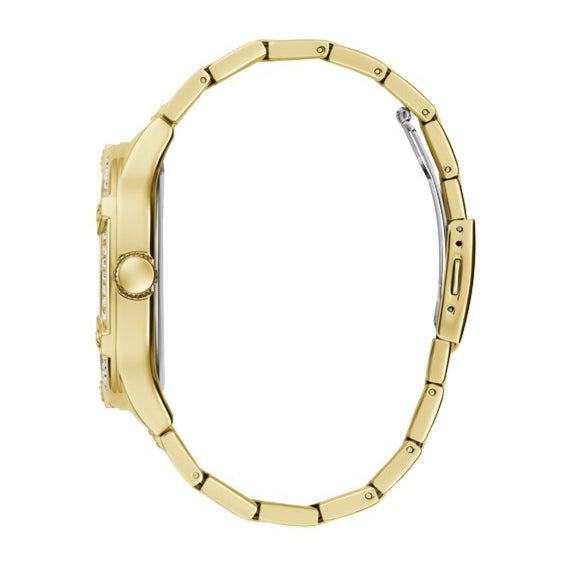 Guess Duke Glitz Crystals Gold Dial Gold Steel Strap Watch For Men - GW0576G2