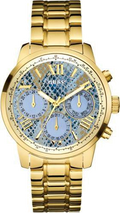 Guess Mini Sunrise Quartz Blue Dial Gold Steel Strap Watch For Women - W0448L6