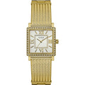 Guess White Dial Gold Mesh Bracelet Watch For Women - W0826L2