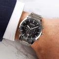 Hugo Boss Pioneer Black Dial Silver Steel Strap Watch for Men - 1513712