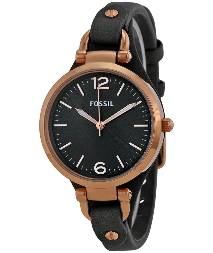 Fossil Georgia Smoke Grey Dial Grey Leather Strap Watch for Women - ES3077