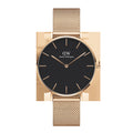Daniel Wellington Petite Melrose Black Dial Rose Gold Mesh Strap Watch For Women - DW00100303
