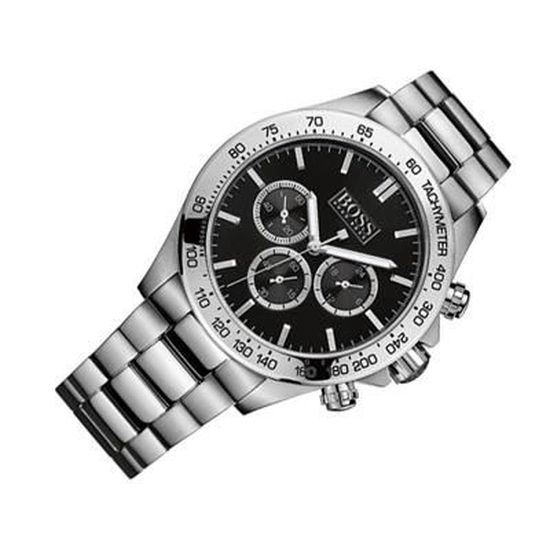 Hugo Boss Ikon Black Dial Silver Steel Strap Watch for Men - 1512965