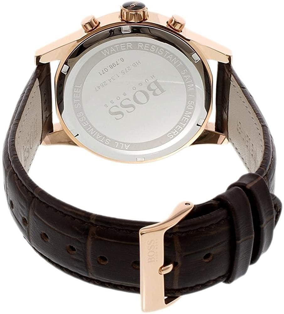 Hugo Boss Jet Grey Dial Brown Leather Strap Watch for Men - 1513281