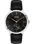 Hugo Boss Corporal Black Dial Black Leather Strap Watch for Men - 1513638