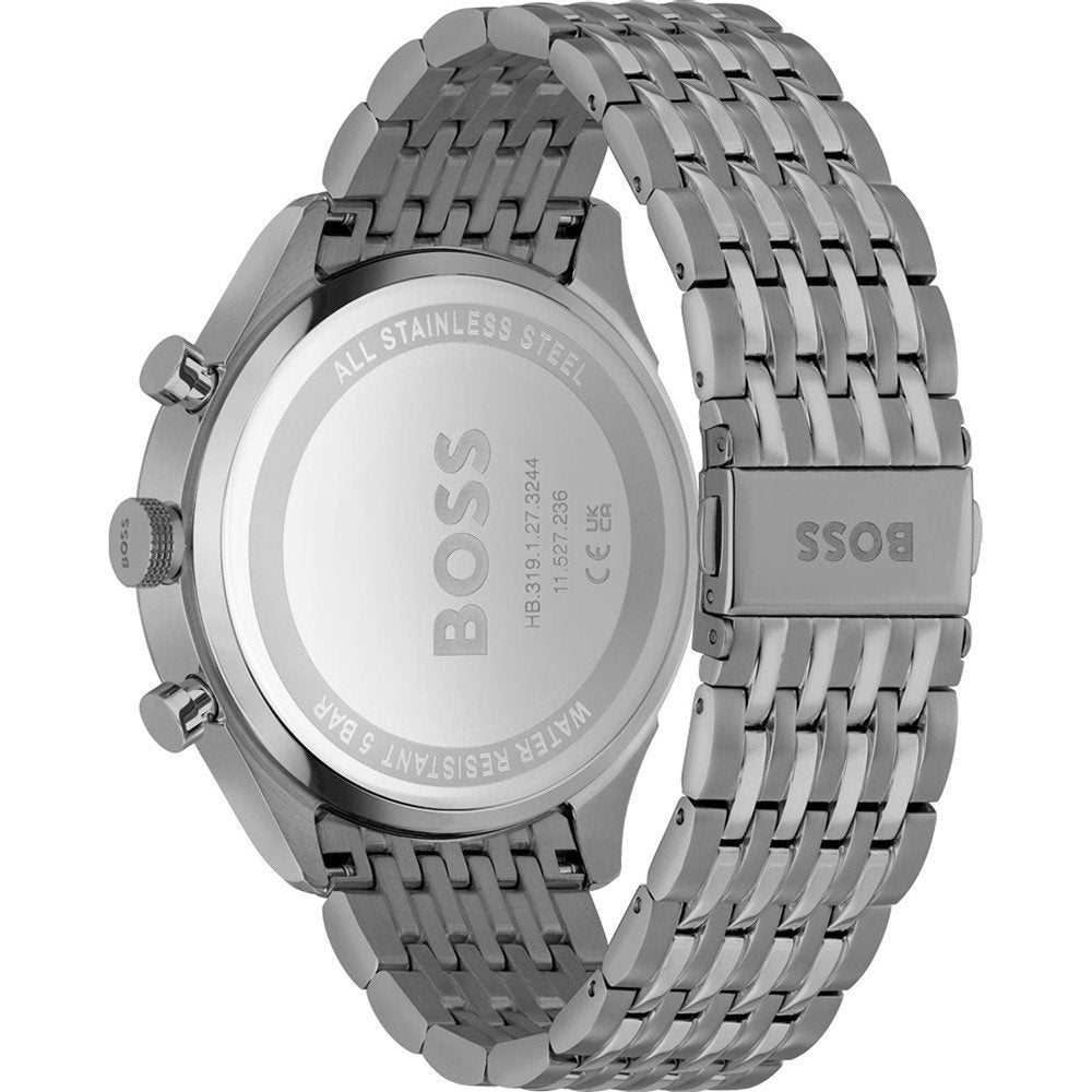 Hugo Boss Gregor Chronograph Blue Dial Grey Steel Strap Watch For Men - 1514083