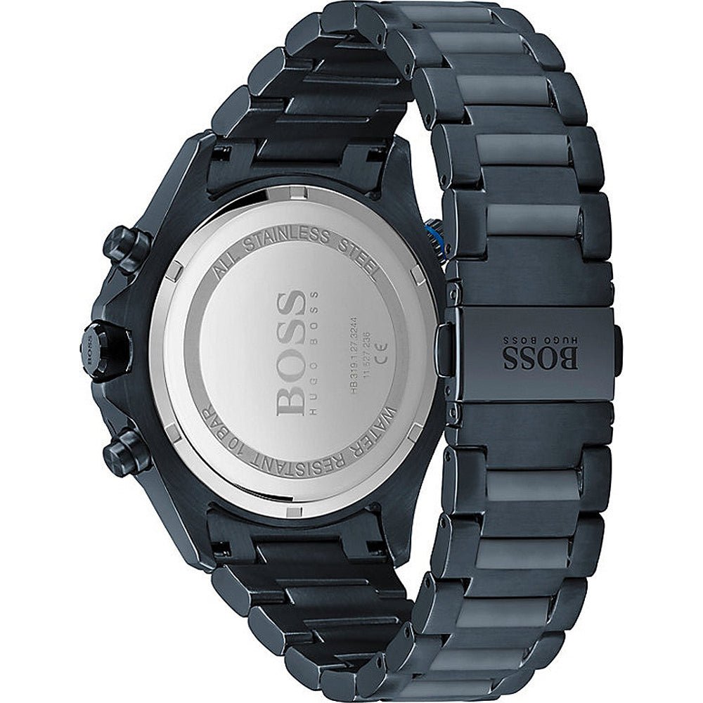 Hugo Boss Globetrotter Black Dial Black Steel Strap Watch for Men - 1513824