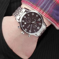 Hugo Boss Aeroliner Chronograph Black Dial Silver Steel Strap Watch For Men - 1512446