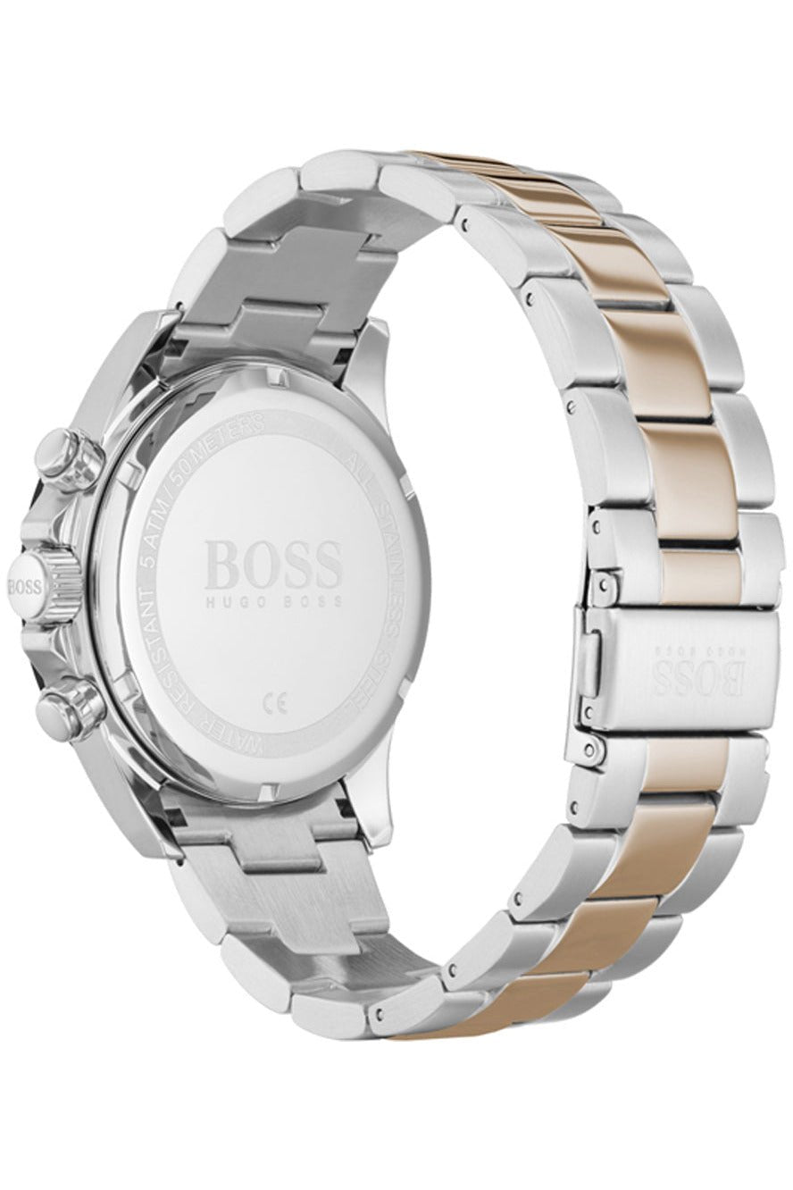 Hugo Boss Here Chronograph Black Dial Two Tone Steel Strap Watch for Men - 1513757