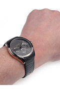 Hugo Boss Onyx Grey Dial Black Leather Strap Watch for Men - 1513366