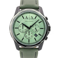 Armani Exchange Banks Chronograph Green Dial Green Leather Strap Watch For Men - AX1725