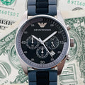 Emporio Armani Sportivo Black Dial Two Tone Ceramic Bracelet Watch For Men - AR5866