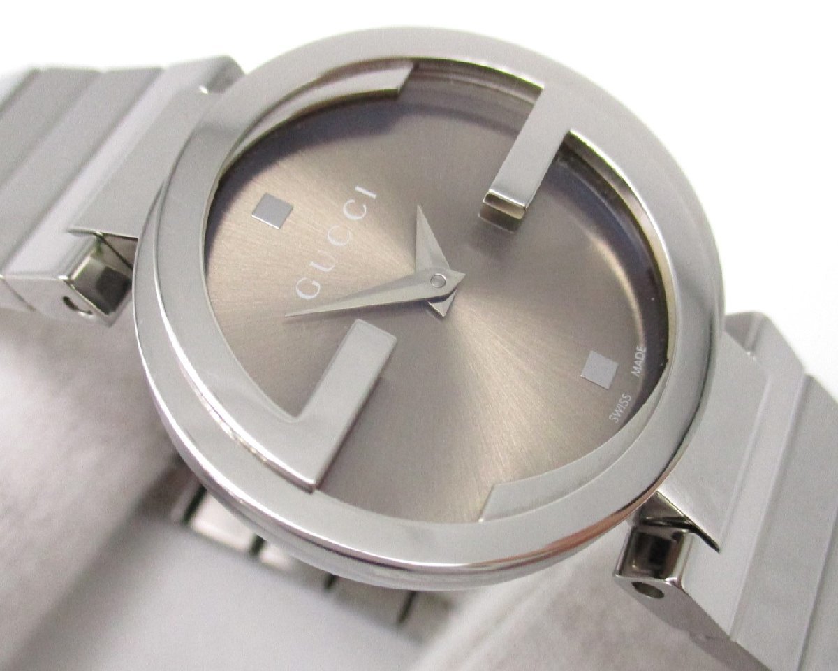 Gucci Interlocking G Brown Dial Silver Steel Strap Watch For Women - YA133506