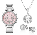 Michael Kors Parker Chronograph Pink Dial Silver Steel Strap Watch For Women - MK6105