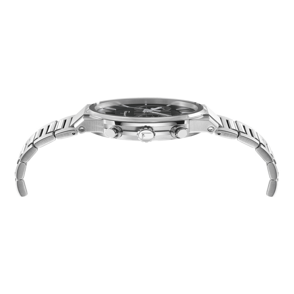 Salvatore Ferragamo Sapphire Chrono Black Dial Silver Steel Strap Watch for Men - SFME00321