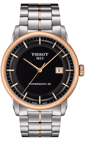 Tissot Luxury Powermatic 80 Black Dial Silver Steel Strap Watch For Men - T086.407.22.051.00